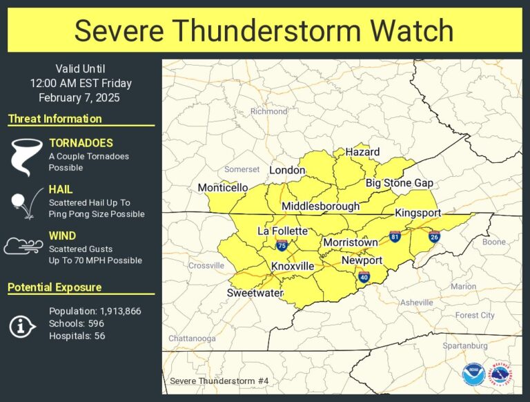 SEVERE THUNDERSTORM WATCH ISSUED FOR EAST TENNESSEE COUNTIES – 3B Media ...