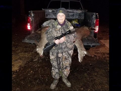 Bertha Vickers bags two deer with one shot