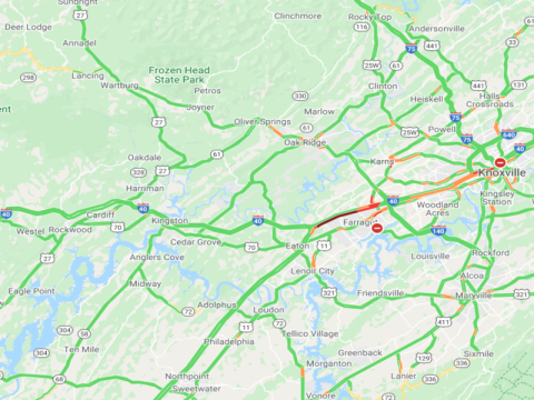 HEAVY TRAFFIC INTO KNOXVILLE