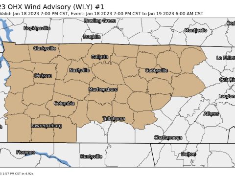 Wind Advisory for Middle TN