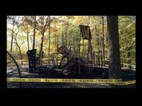 TINSLEY PARK PLAYGROUND BURNED BY VANDALS