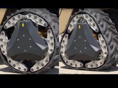 convertible wheel to triangular track